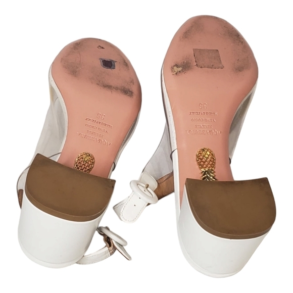 Aquazzura OPTIC 50 LEATHER-TRIMMED PUMPS IN WHITE SZ 36 - Picture 5 of 12